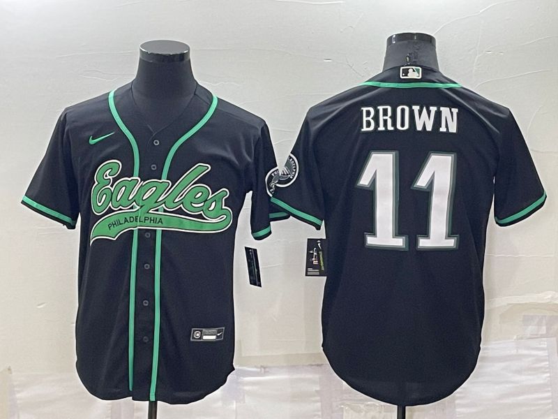 Men Philadelphia Eagles 11 Brown Black Nike Co branded Jersey